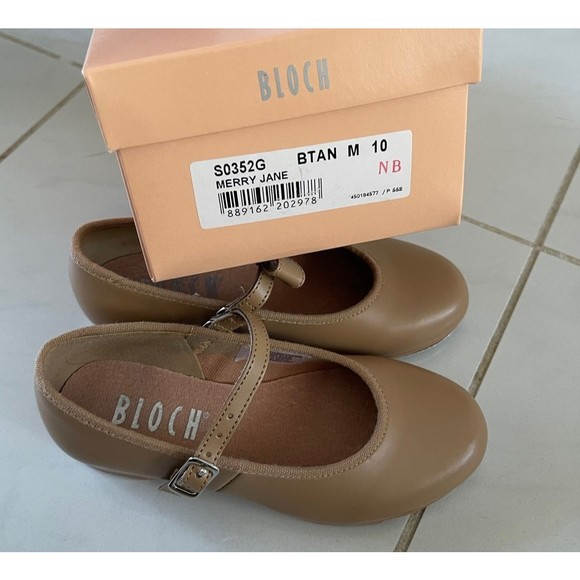 NEW BLOCH Merry Jane Tap Dance Ballet Tan Nude Beige Girls Shoes S0352G size 10 - Picture 10 of 10